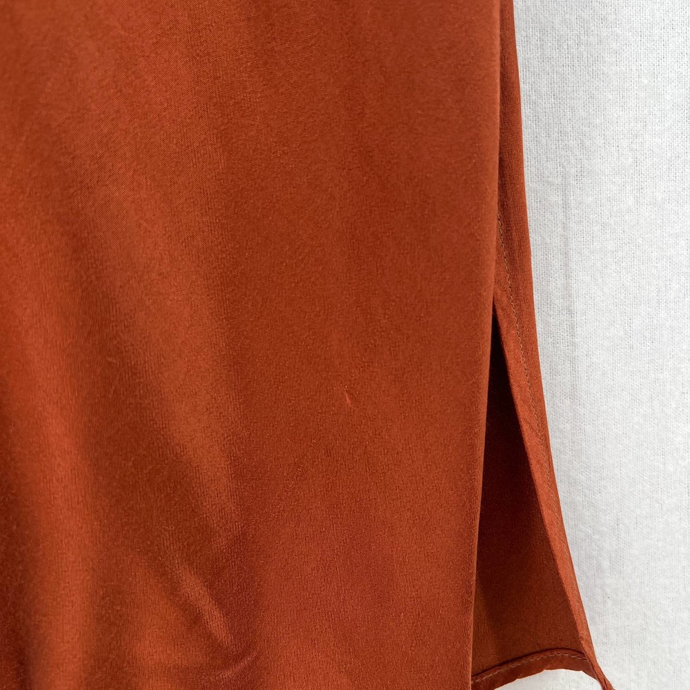 ENZA COSTA Dress Womens XS 0 Rust Satin Bias Slip Maxi Spaghetti Strap NWOT - Picture 12 of 16